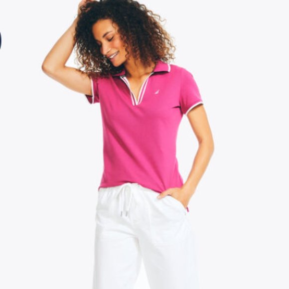 Nautica Sustainably Crafted Ocean Split-Neck Polo - NEW with Tags - Size M - Picture 1 of 8